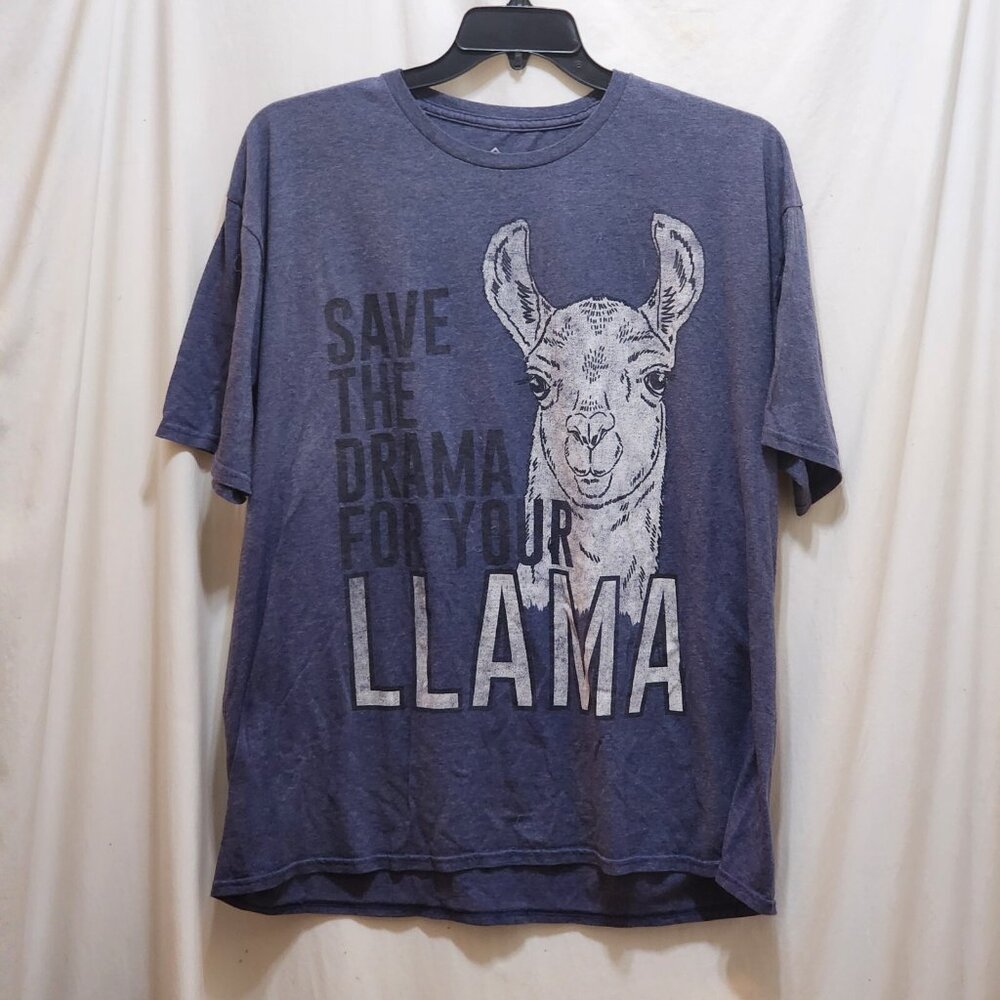 Well Worn Save the Dramaā for Your Llama Blue Graphic T-Shirt Mens 2XL